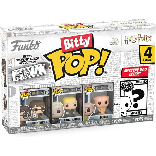 Funko Bitty Pop!: Harry Potter - Pack de 4 Figuras (Harry Potter, Draco Malfoy, Dobby y Sorpresa) - Set de Vinilo Original - Zascalo.com