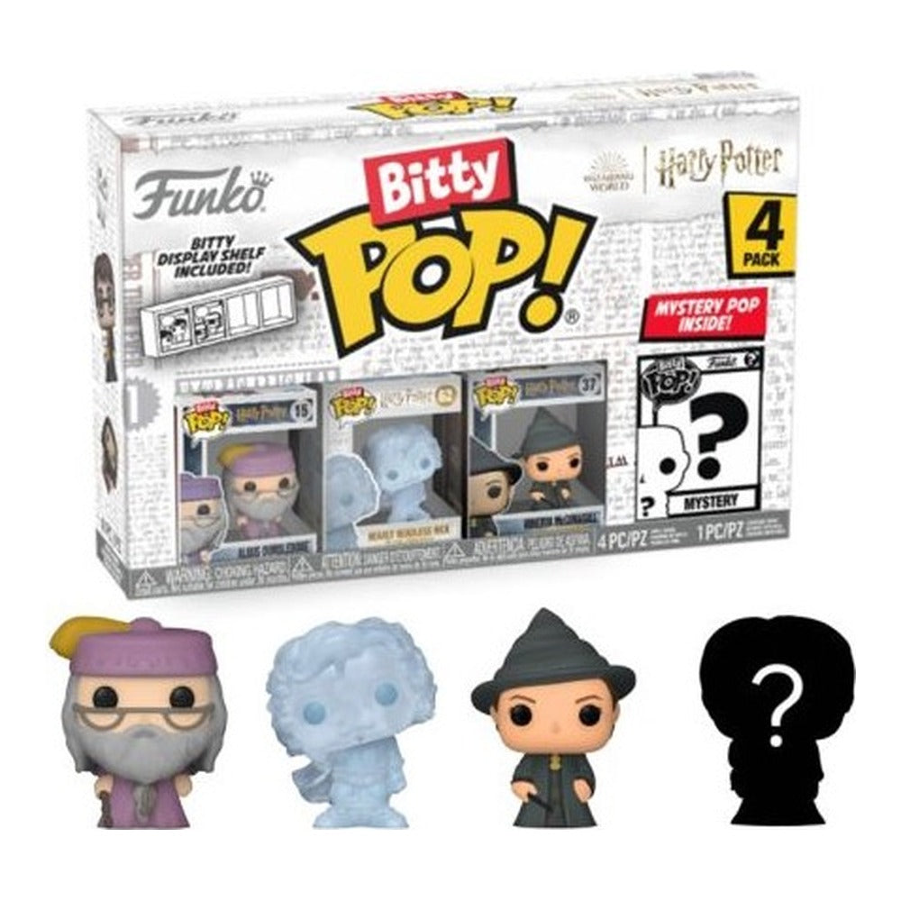 Funko Bitty Pop!: Harry Potter - Pack de 4 Figuras (Albus Dumbledore, Nearly Headless Nick, Minerva McGonagall y Sorpresa) - Set de Vinilo Original