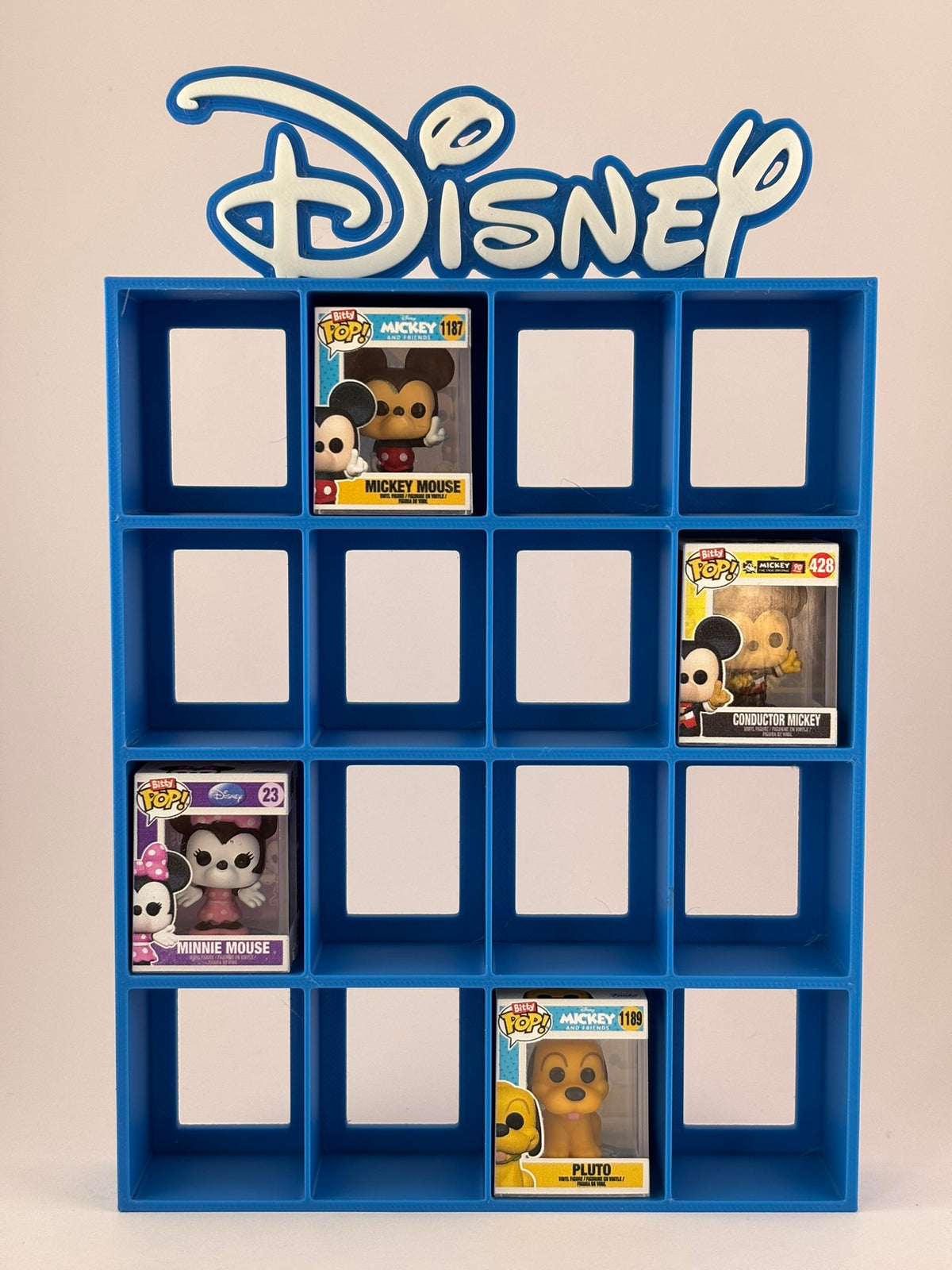 Estantería Disney para Bitty pops de Funko - soporte para 16 mini funkos Expositor 3D para Mini Funkos | Organizador Coleccionable Disney - Zascalo.com