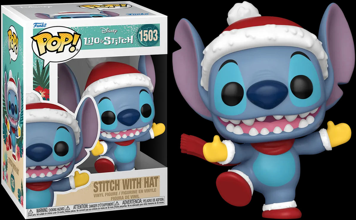 Funko Pop! Disney Stitch avec un chapeau de Père Noël