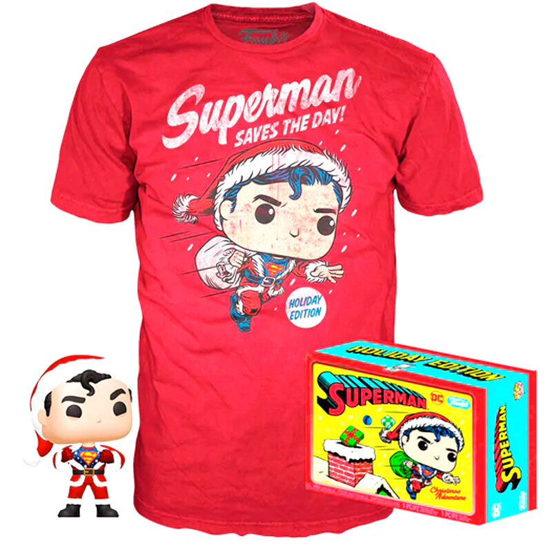 Set figura POP & Camiseta Tee DC Comics Superman Exclusive Flocked (Talla L) - Zascalo.com