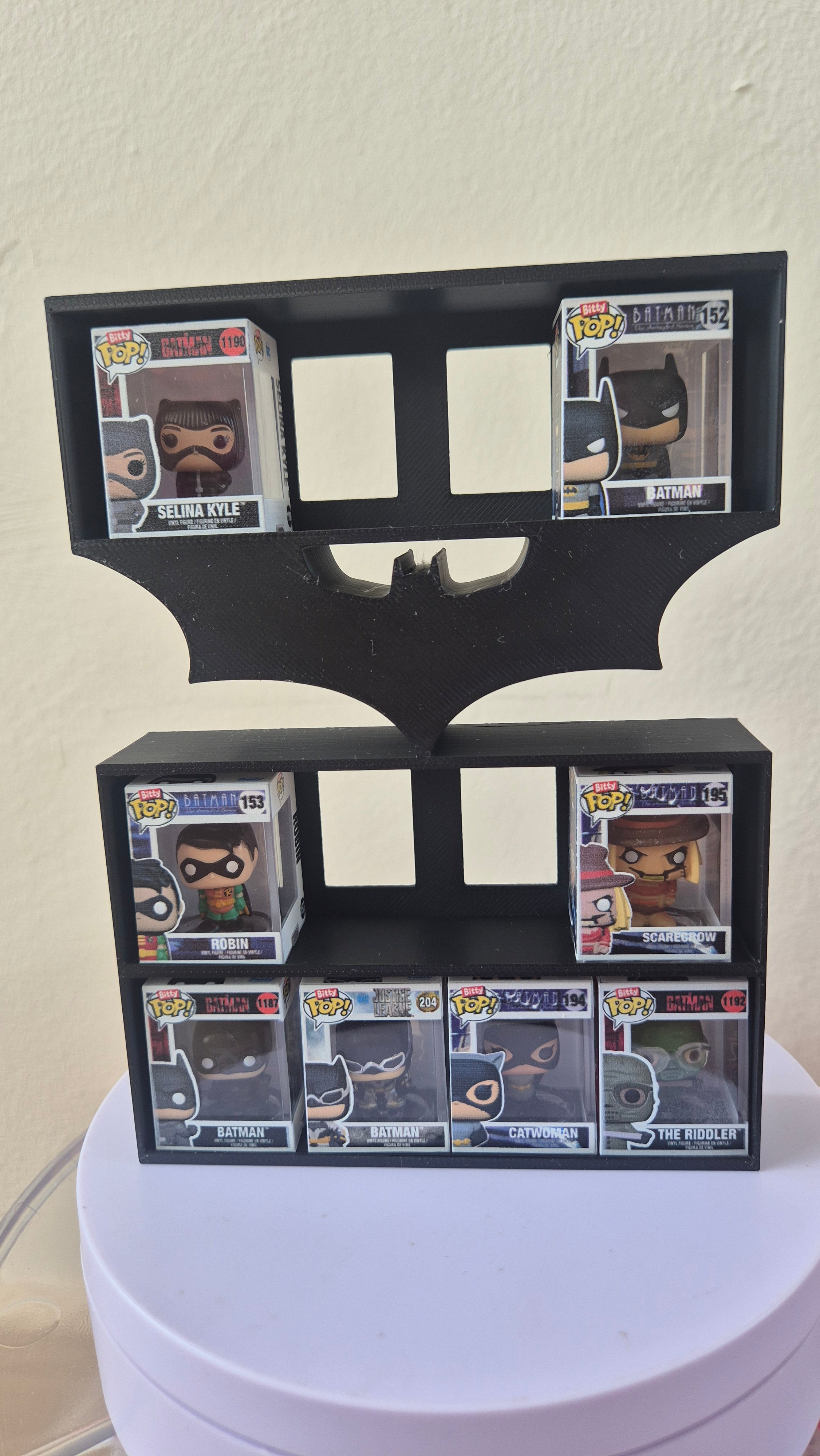 Estantería Batman para Funko Bitty Pop | Expositor DC Comics Impreso en 3D | Exhibidor Mini Funkos Superhéroes - Zascalo.com