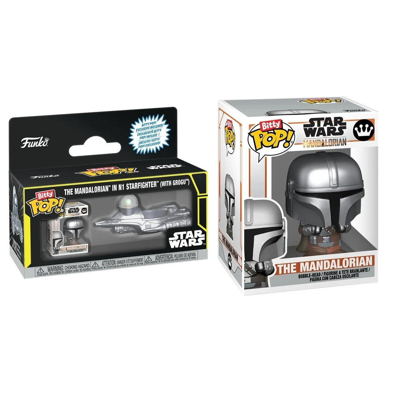 Funko Bitty Pop! Rides: Star Wars: The Mandalorian - The Mandalorian in N1 Starfighter (with Grogu) - Pack de Vinilo Original