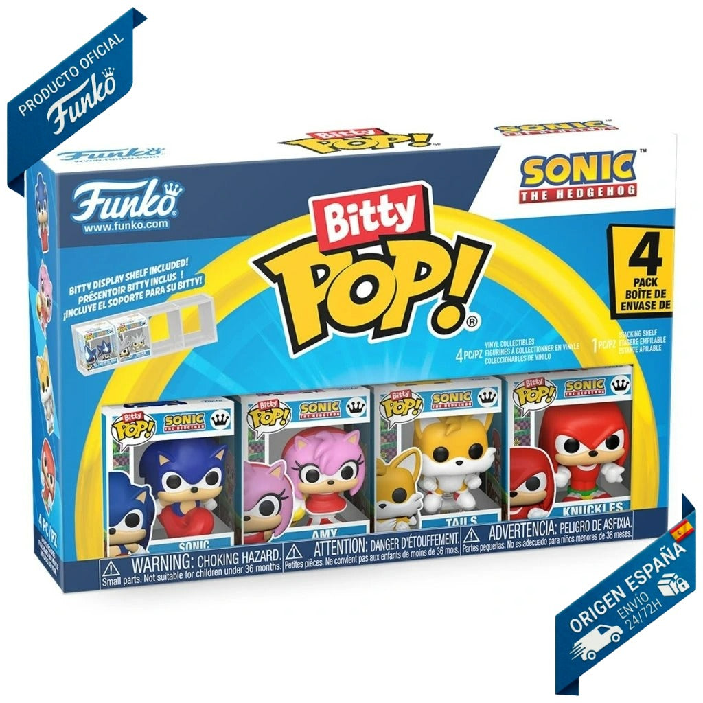 Funko Bitty Pop!: Sonic the Hedgehog - Pack de 4 Figuras (Sonic, Amy, Tails, Knuckles) - Set de Vinilo Original