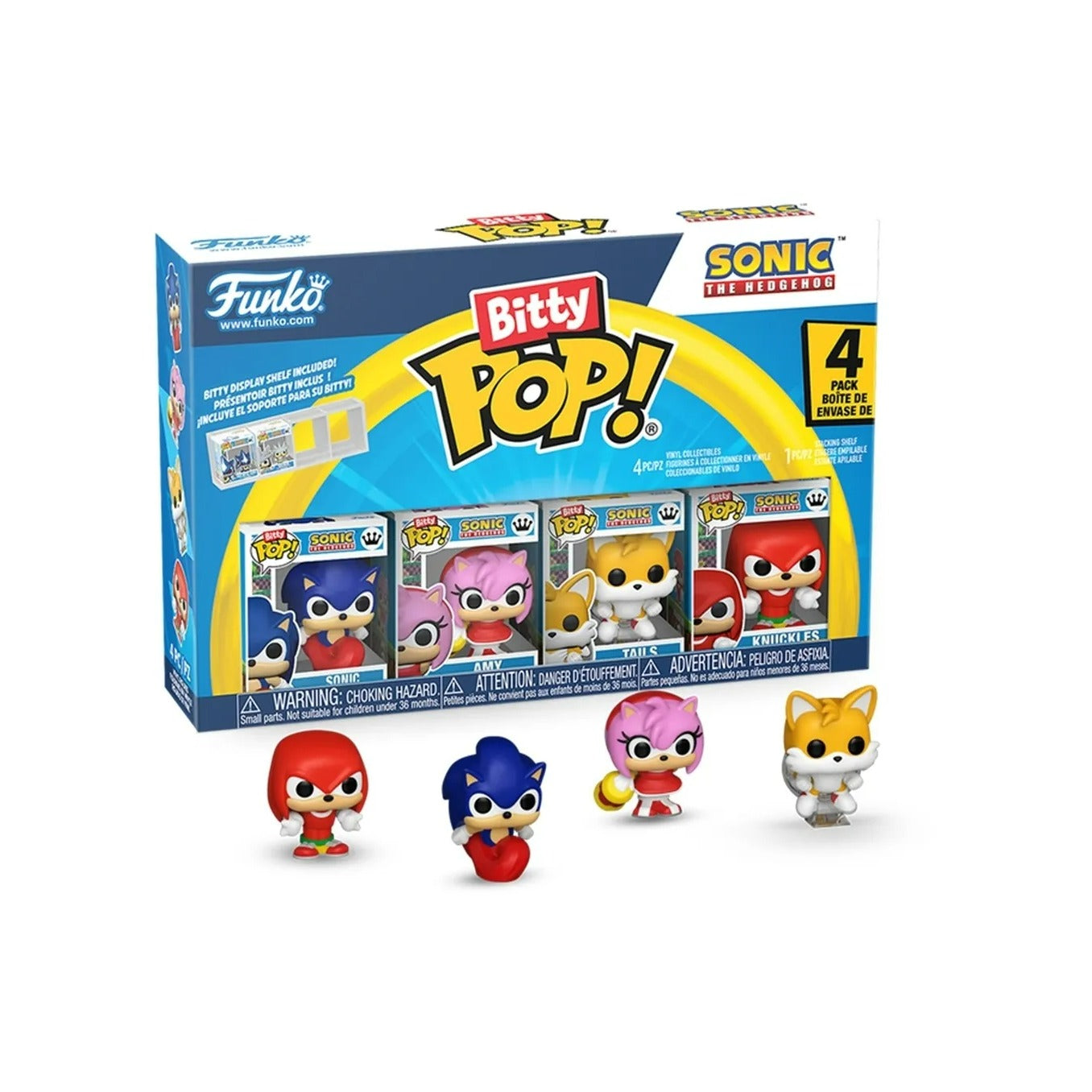 Funko Bitty Pop!: Sonic the Hedgehog - Pack de 4 Figuras (Sonic, Amy, Tails, Knuckles) - Set de Vinilo Original