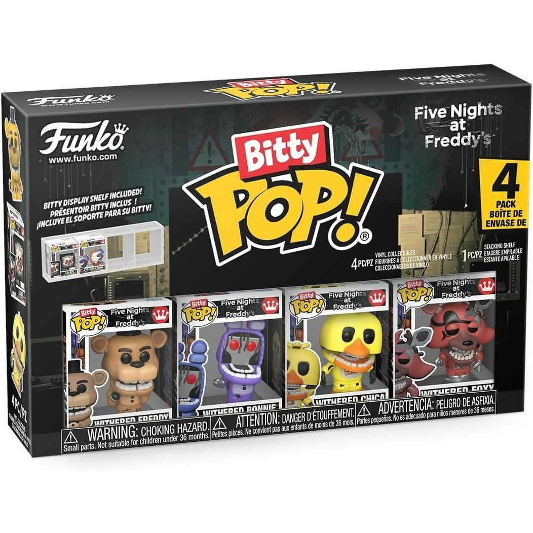 Funko Bitty Pop!: Five Nights at Freddy's - Pack de 4 Figuras (Withered Freddy, Withered Bonnie, Withered Chica, Withered Foxy) - Set de Vinilo Original