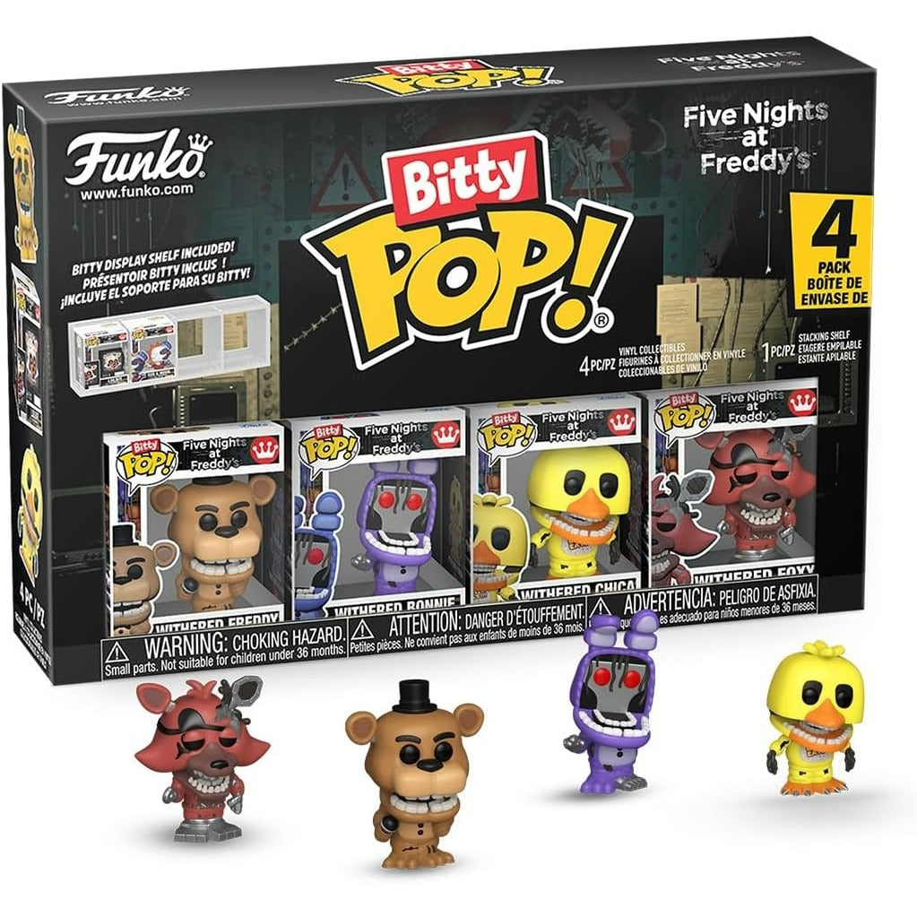 Funko Bitty Pop!: Five Nights at Freddy's - Pack de 4 Figuras (Withered Freddy, Withered Bonnie, Withered Chica, Withered Foxy) - Set de Vinilo Original