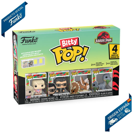 Funko Bitty Pop!: Jurassic Park - Pack de 4 Figuras (Ellie Sattler, Ian Malcolm, Triceratops, Brachiosaurus) - Set de Vinilo Original - Zascalo.com