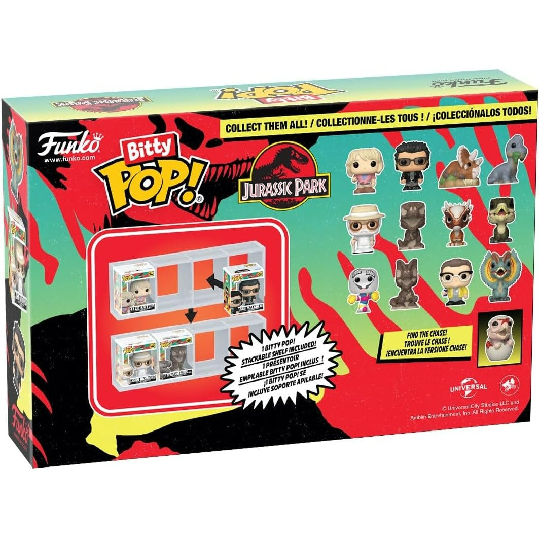 Funko Bitty Pop!: Jurassic Park - Pack de 4 Figuras (Ellie Sattler, Ian Malcolm, Triceratops, Brachiosaurus) - Set de Vinilo Original