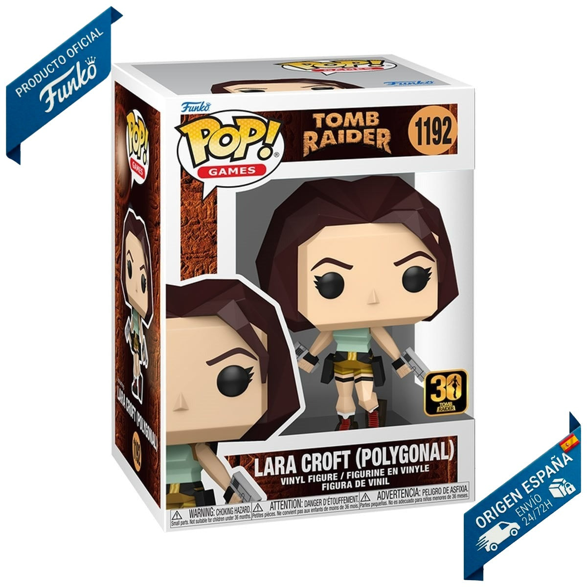 Funko Pop! Games: Tomb Raider 30th Anniversary - Lara Croft (Polygonal) #1192 - Figura de Vinilo Original