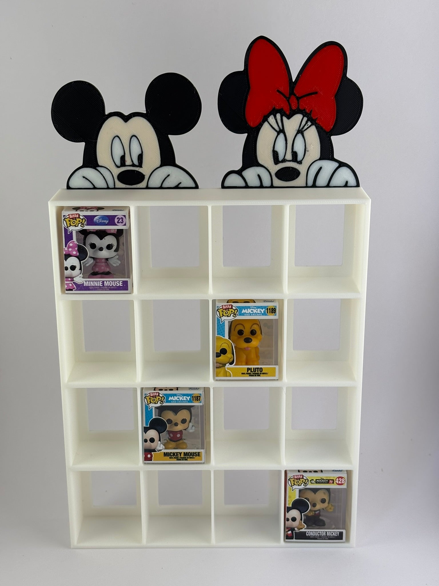 Expositor Estantería Display Mickey y Minnie | 16 Bitty Pop | Decoración Disney para Fans