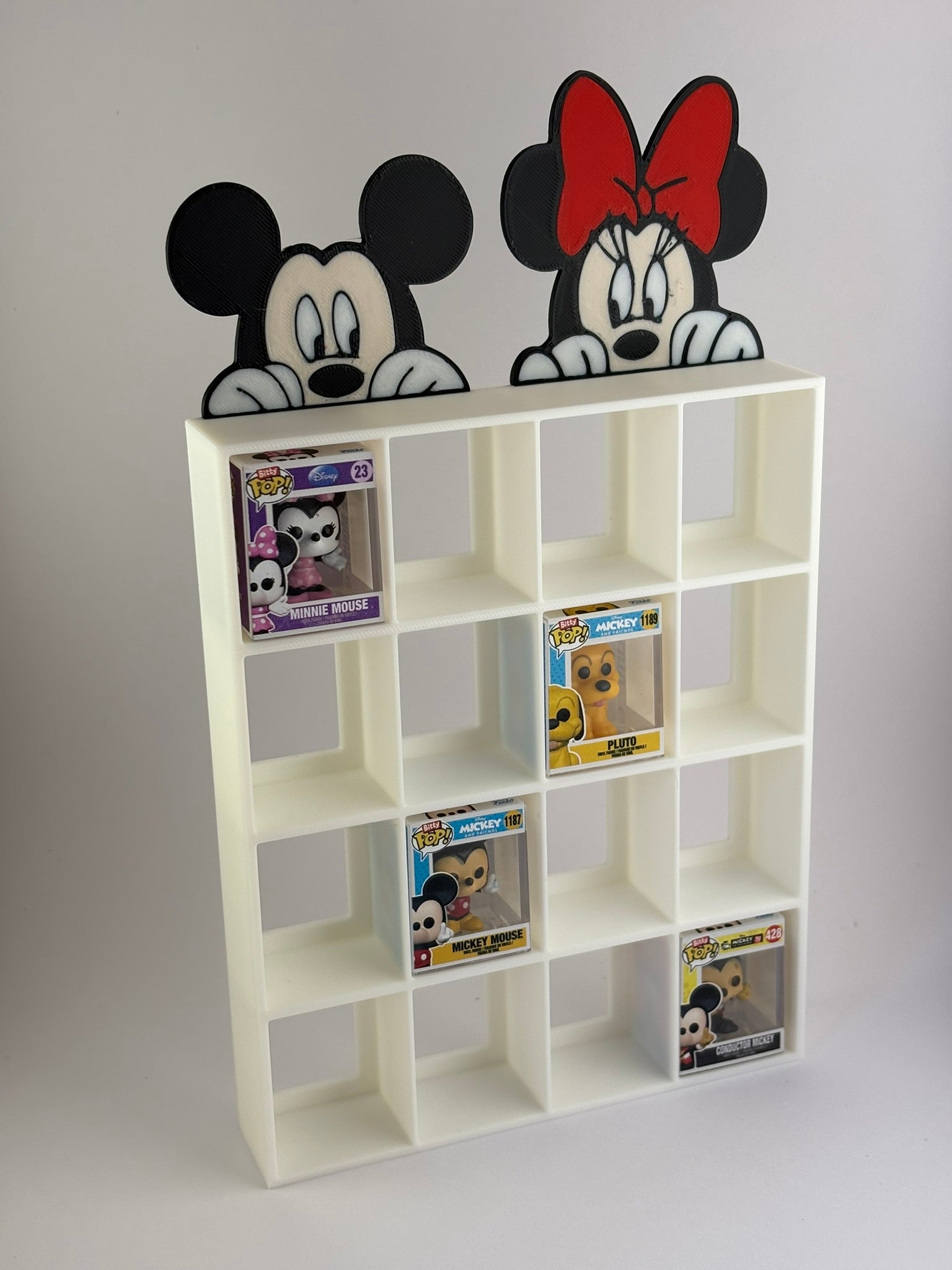 Expositor Estantería Display Mickey y Minnie | 16 Bitty Pop | Decoración Disney para Fans