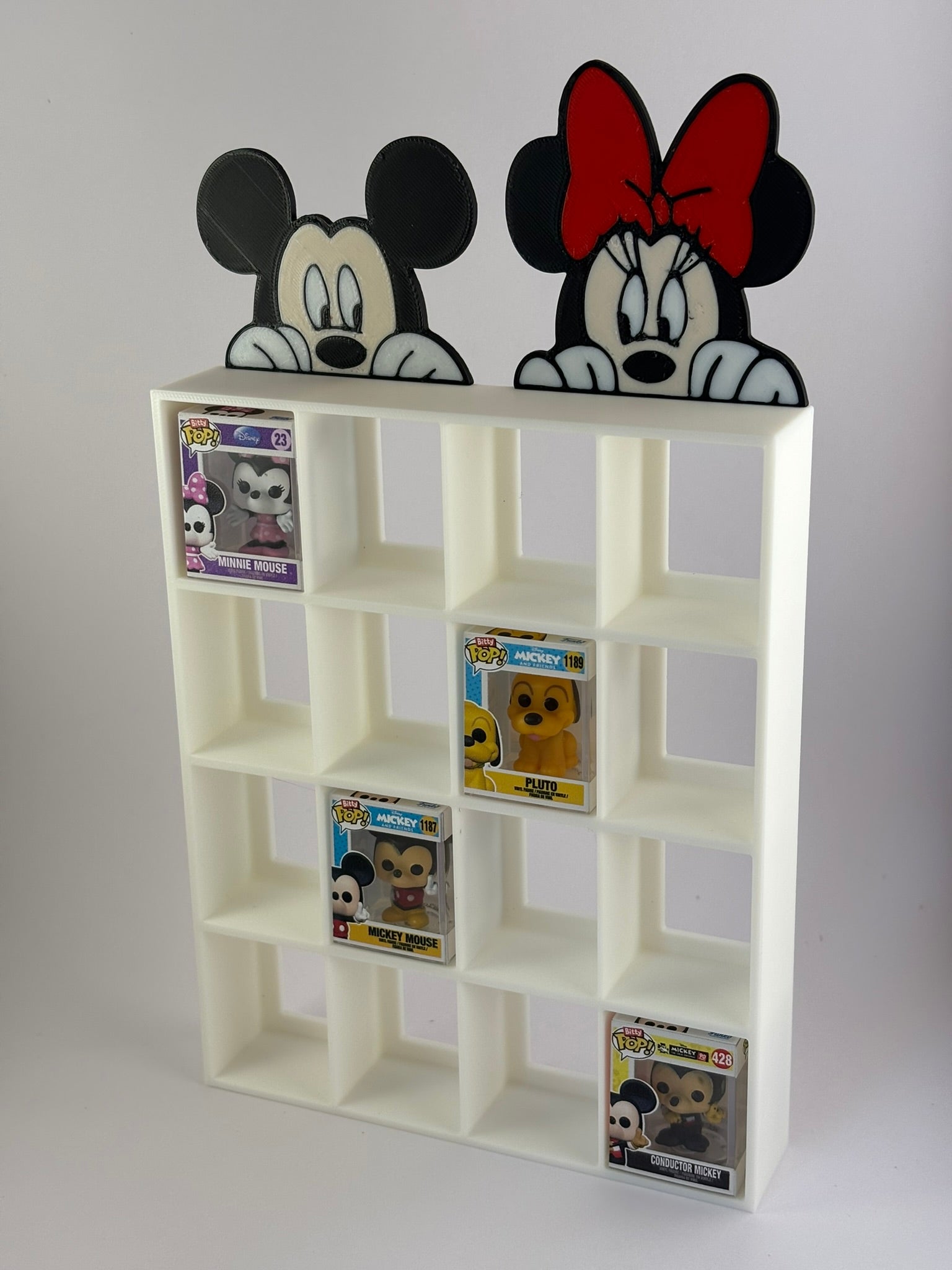 Expositor Estantería Display Mickey y Minnie | 16 Bitty Pop | Decoración Disney para Fans