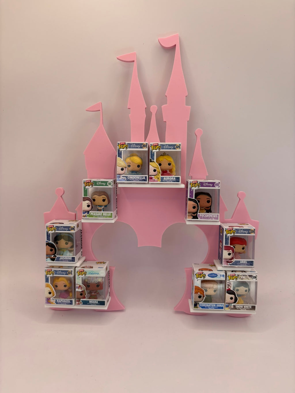 Présentoir | Étagère murale Château de princesse rose Bitty Pop (16 figurines)