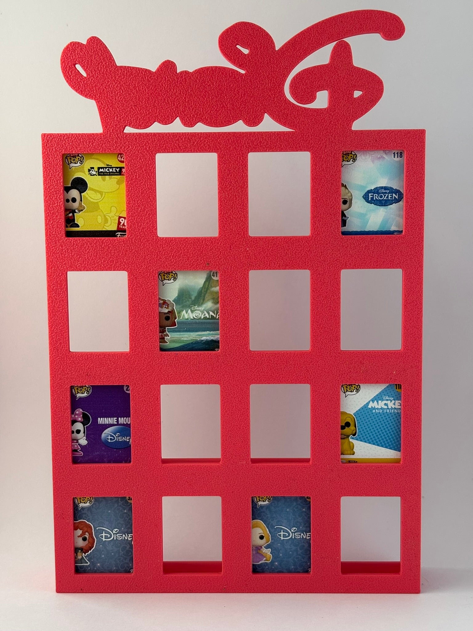 Estantería Disney para Bitty pops de Funko ROSA - soporte para 16 mini funkos Expositor 3D para Mini Funkos | Organizador Coleccionable Disney - Zascalo.com
