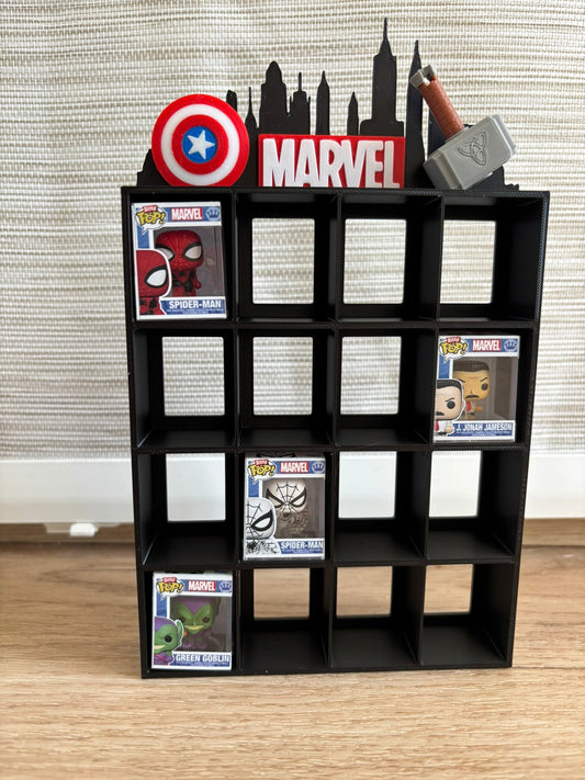 Expositor Bitty Pop Marvel Skyline con adornos 3D - Zascalo.com