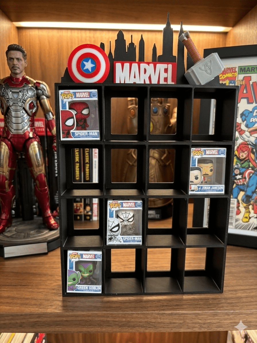 Expositor Bitty Pop Marvel Skyline con adornos 3D - Zascalo.com