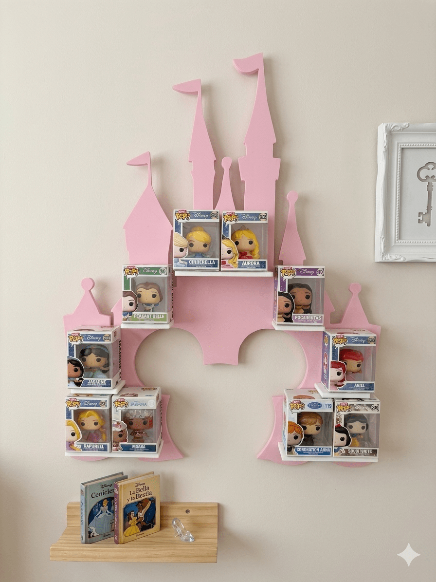 Expositor|Estanteria Pared Bitty Pop Castillo Princesas con silueta (10 figuras) - Zascalo.com