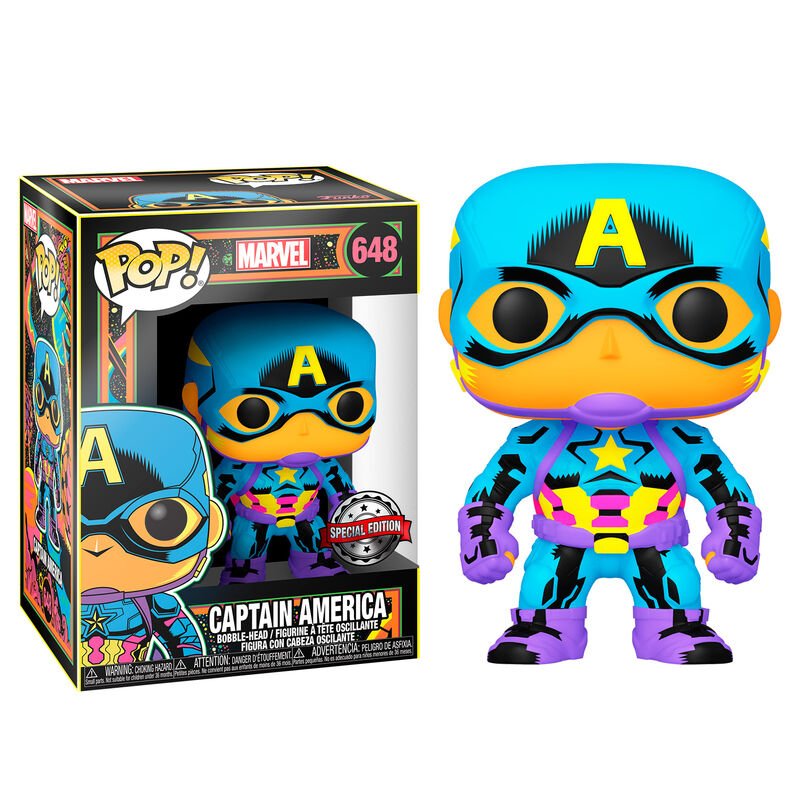 Funko POP! 648 Black Light - Capitán América - Marvel - Zascalo.com