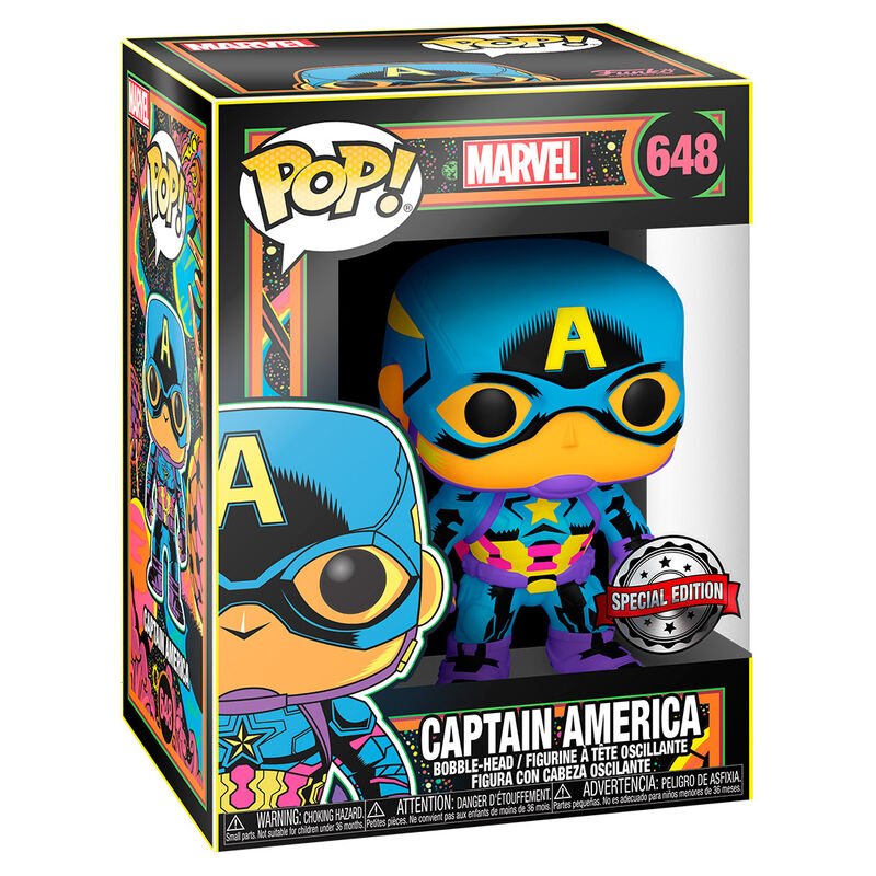 Funko POP! 648 Black Light - Capitán América - Marvel - Zascalo.com