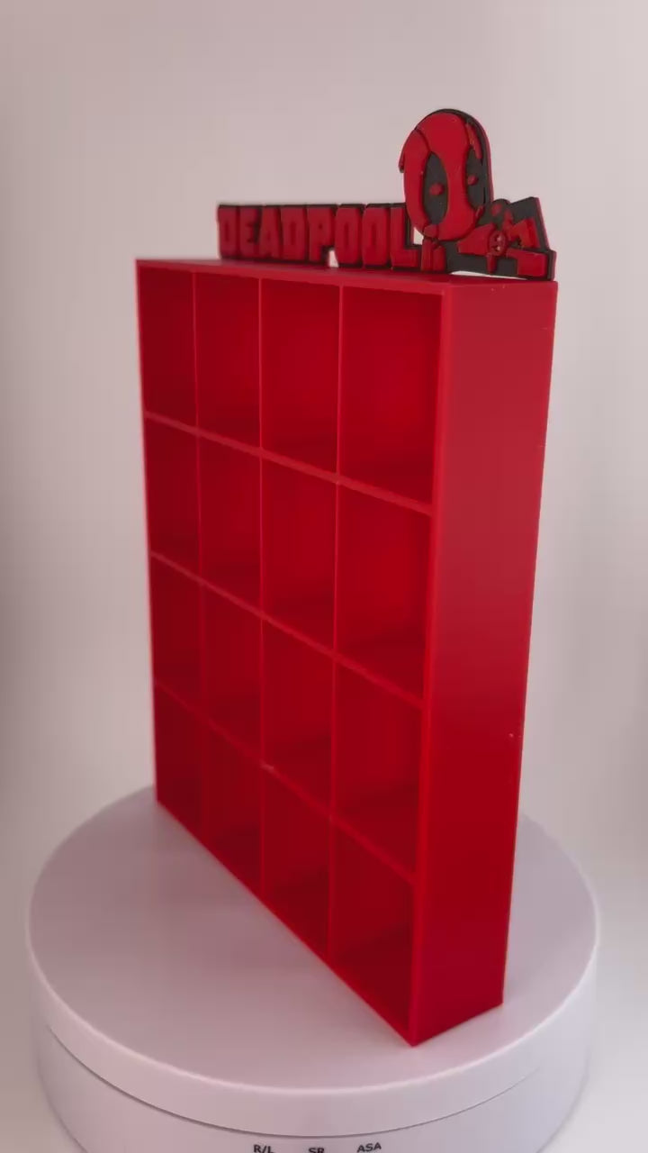 Deadpool Shelf for Funko Pop | 3D Display with Deadpool Lying Down | Display for 16 Mini Funkos