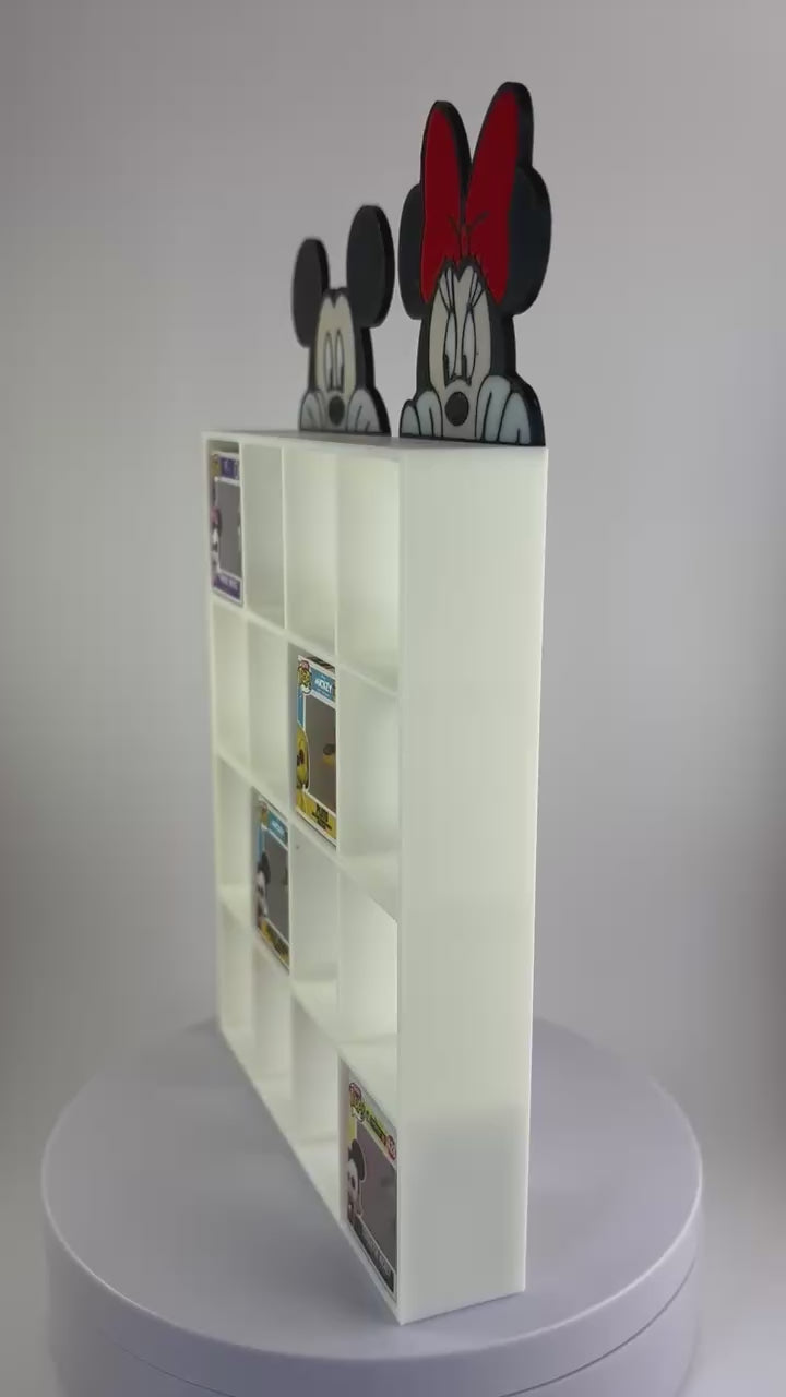 Étagère Mickey et Minnie | 16 figurines Bitty Pops | Décoration pour fans de Disney