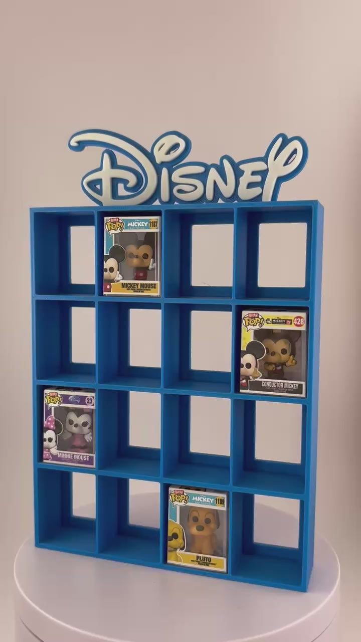 Disney Funko Pops Shelf - 16 Mini Funko Pop Holder | 3D Mini Funko Pop Display | Disney Collectible Organizer